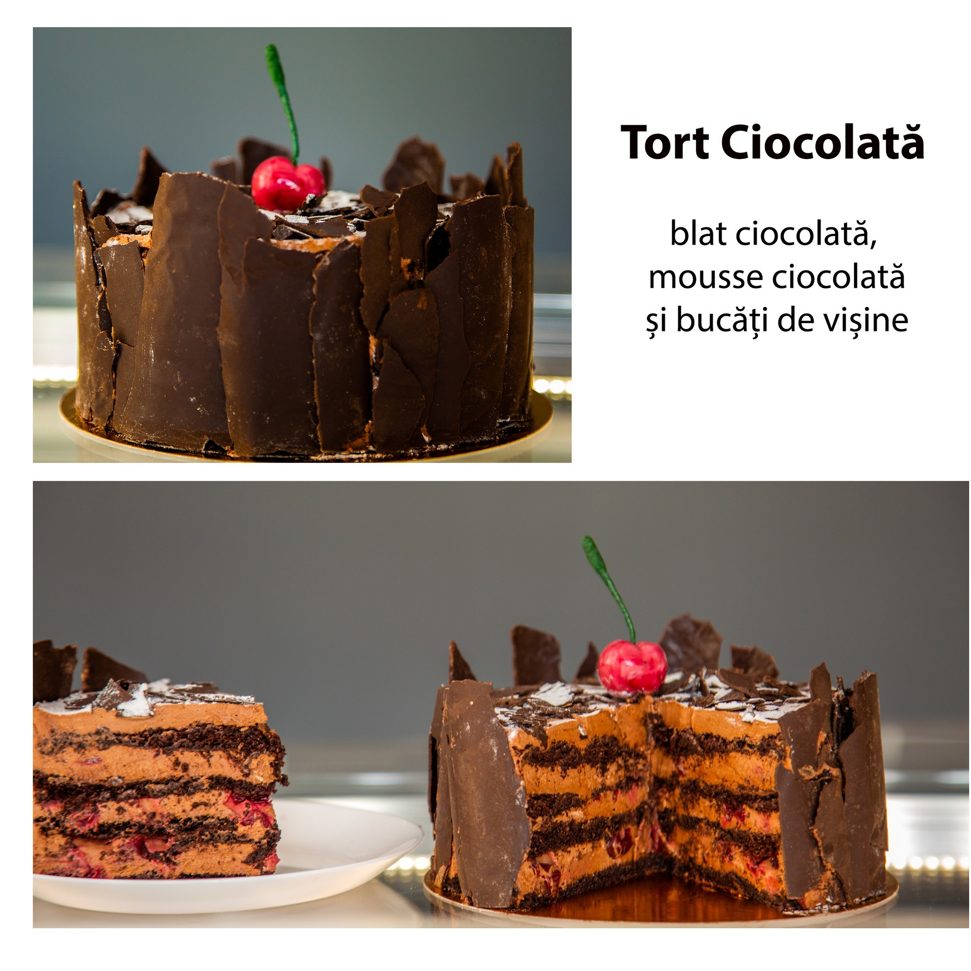 Secțiune tort Amanda Choco - straturi de blat cacao, cremă și insert zmeură, Arome by Amada